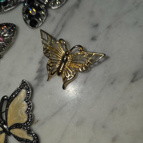 Vintage Style Butterfly Brooch Lot Rhinestone Enamel Pins Jewelry Collection (6) - Picture 6 of 8